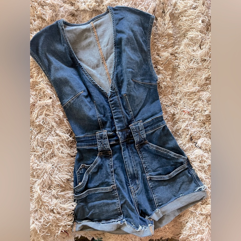Free People x Revolve Crvy Lolita Denim Playsuit Romper